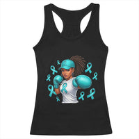 Black Women Fight Sexual Assault Awareness Racerback Tank Top African American Teal Ribbon Support