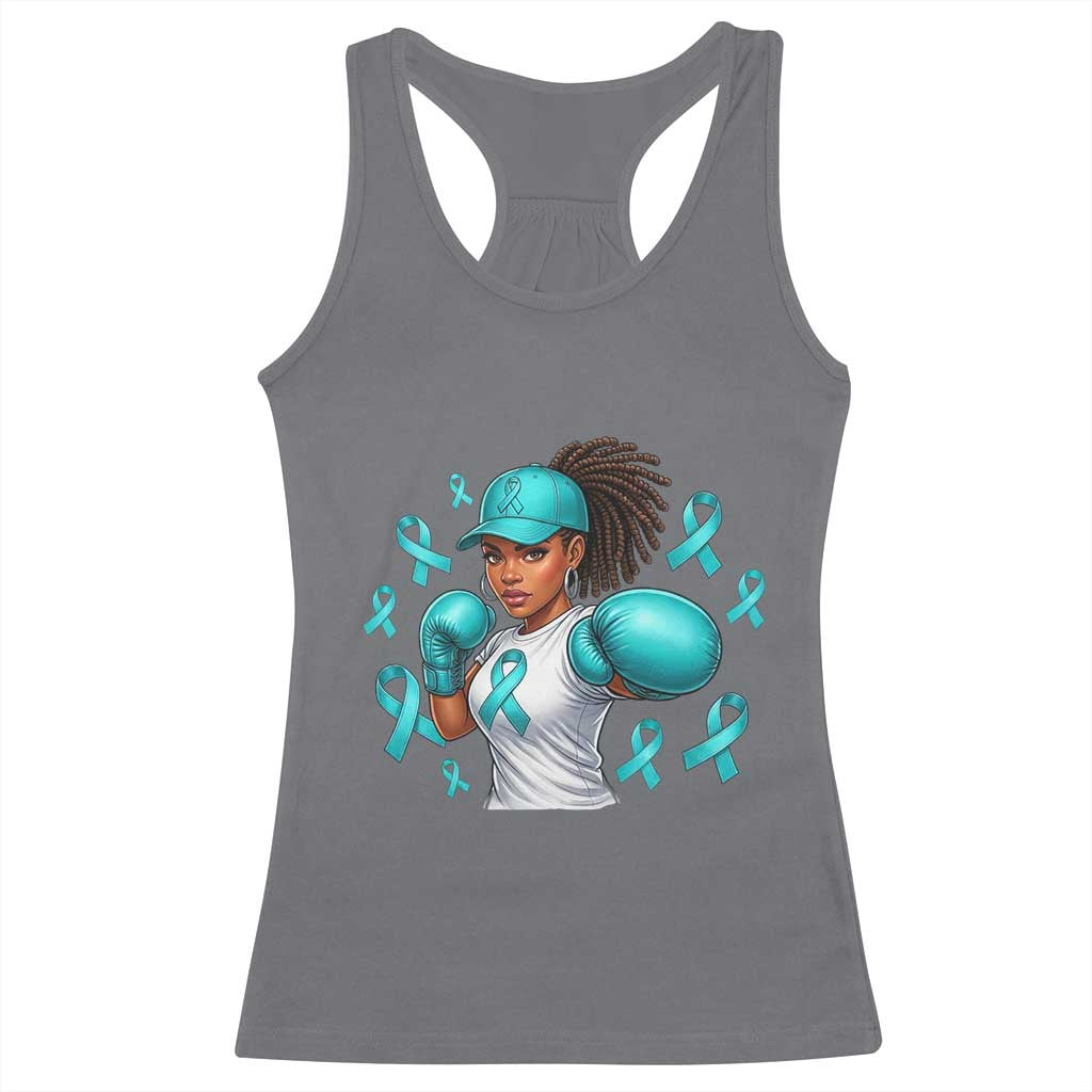 Black Women Fight Sexual Assault Awareness Racerback Tank Top African American Teal Ribbon Support
