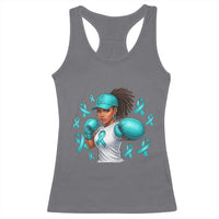 Black Women Fight Sexual Assault Awareness Racerback Tank Top African American Teal Ribbon Support