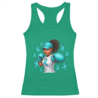 Black Women Fight Sexual Assault Awareness Racerback Tank Top African American Teal Ribbon Support