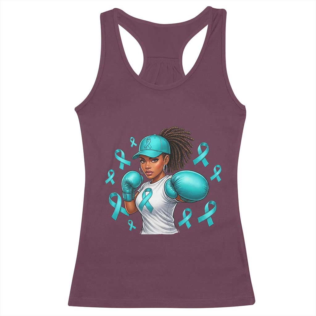 Black Women Fight Sexual Assault Awareness Racerback Tank Top African American Teal Ribbon Support