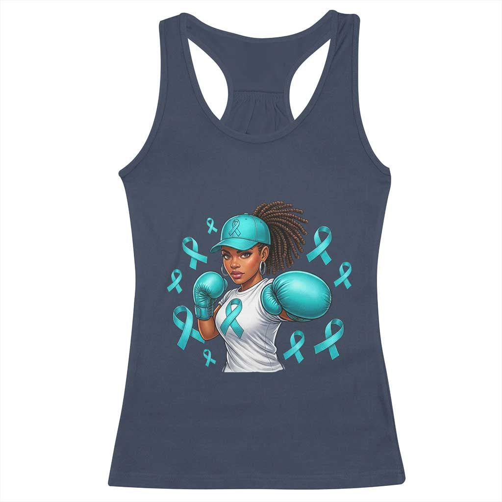 Black Women Fight Sexual Assault Awareness Racerback Tank Top African American Teal Ribbon Support