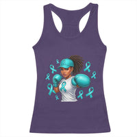 Black Women Fight Sexual Assault Awareness Racerback Tank Top African American Teal Ribbon Support