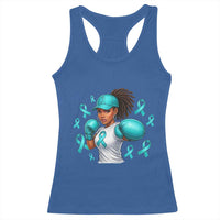 Black Women Fight Sexual Assault Awareness Racerback Tank Top African American Teal Ribbon Support