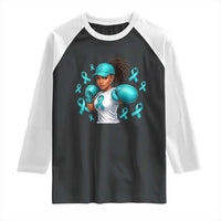 Black Women Fight Sexual Assault Awareness Raglan Shirt African American Teal Ribbon Support