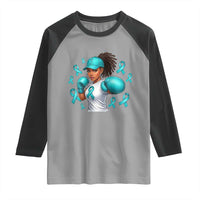 Black Women Fight Sexual Assault Awareness Raglan Shirt African American Teal Ribbon Support