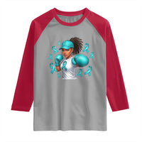Black Women Fight Sexual Assault Awareness Raglan Shirt African American Teal Ribbon Support