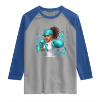 Black Women Fight Sexual Assault Awareness Raglan Shirt African American Teal Ribbon Support