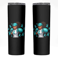Black Women Fight Sexual Assault Awareness Skinny Tumbler African American Teal Ribbon Support