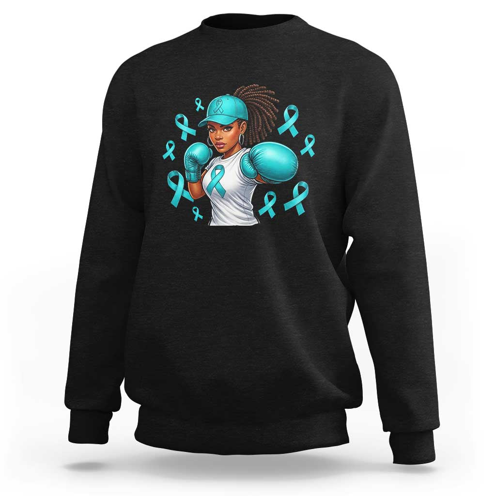 Black Women Fight Sexual Assault Awareness Sweatshirt African American Teal Ribbon Support