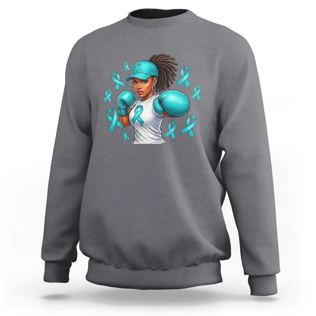 Black Women Fight Sexual Assault Awareness Sweatshirt African American Teal Ribbon Support