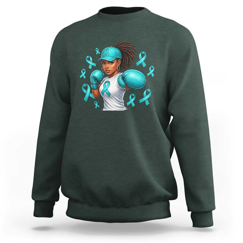 Black Women Fight Sexual Assault Awareness Sweatshirt African American Teal Ribbon Support