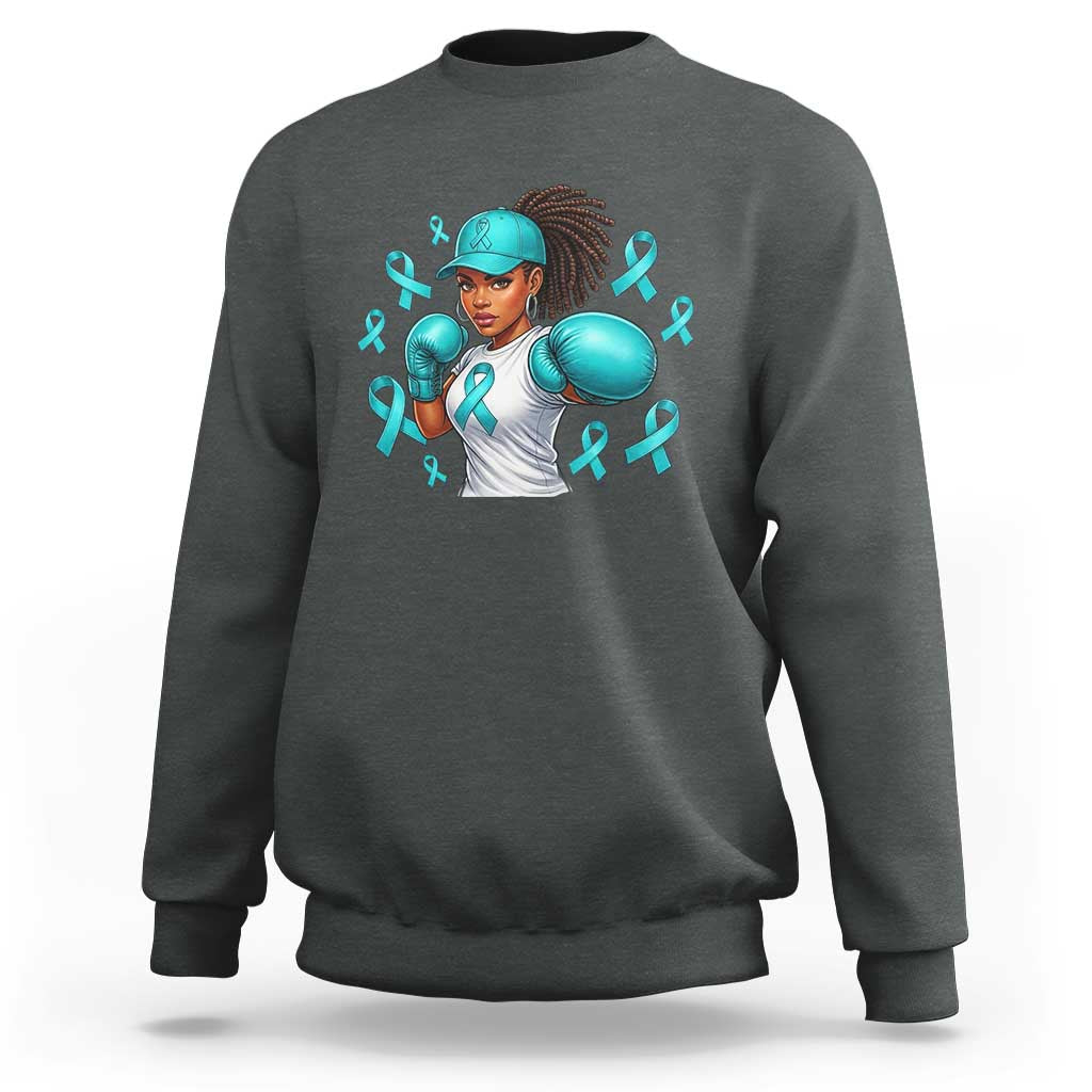 Black Women Fight Sexual Assault Awareness Sweatshirt African American Teal Ribbon Support