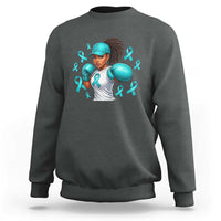 Black Women Fight Sexual Assault Awareness Sweatshirt African American Teal Ribbon Support