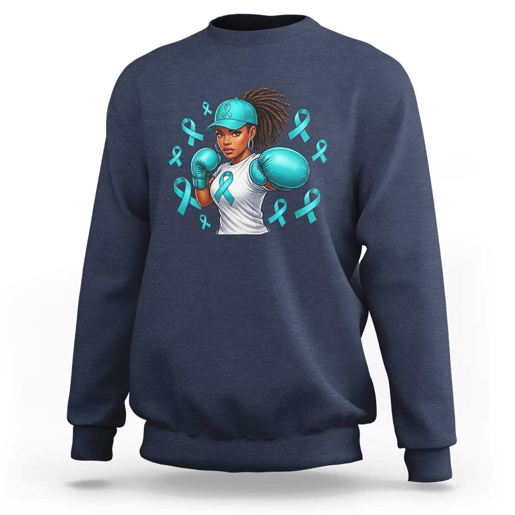 Black Women Fight Sexual Assault Awareness Sweatshirt African American Teal Ribbon Support