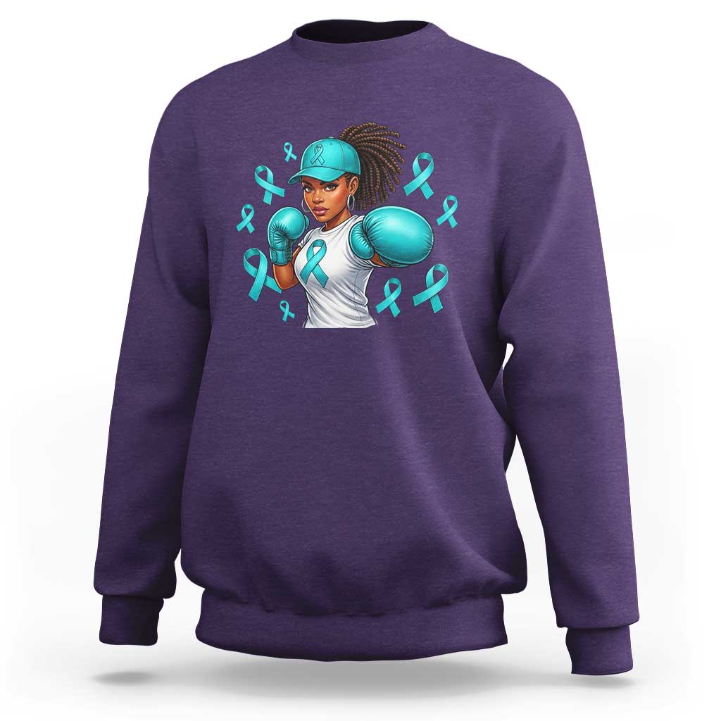 Black Women Fight Sexual Assault Awareness Sweatshirt African American Teal Ribbon Support