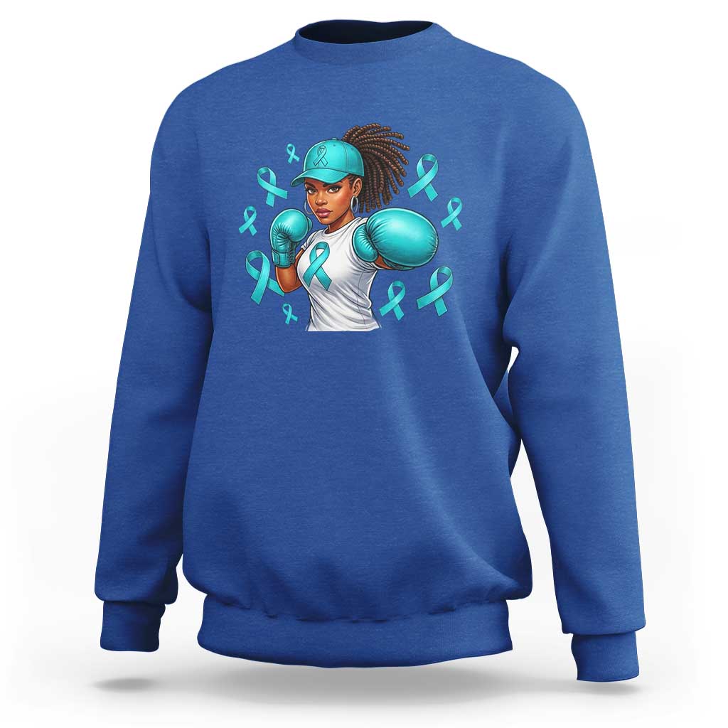 Black Women Fight Sexual Assault Awareness Sweatshirt African American Teal Ribbon Support