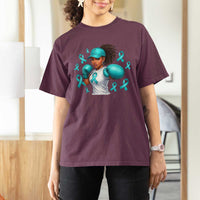 Black Women Fight Sexual Assault Awareness T Shirt For Women African American Teal Ribbon Support