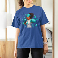 Black Women Fight Sexual Assault Awareness T Shirt For Women African American Teal Ribbon Support