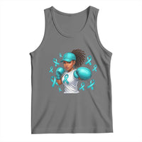 Black Women Fight Sexual Assault Awareness Tank Top African American Teal Ribbon Support