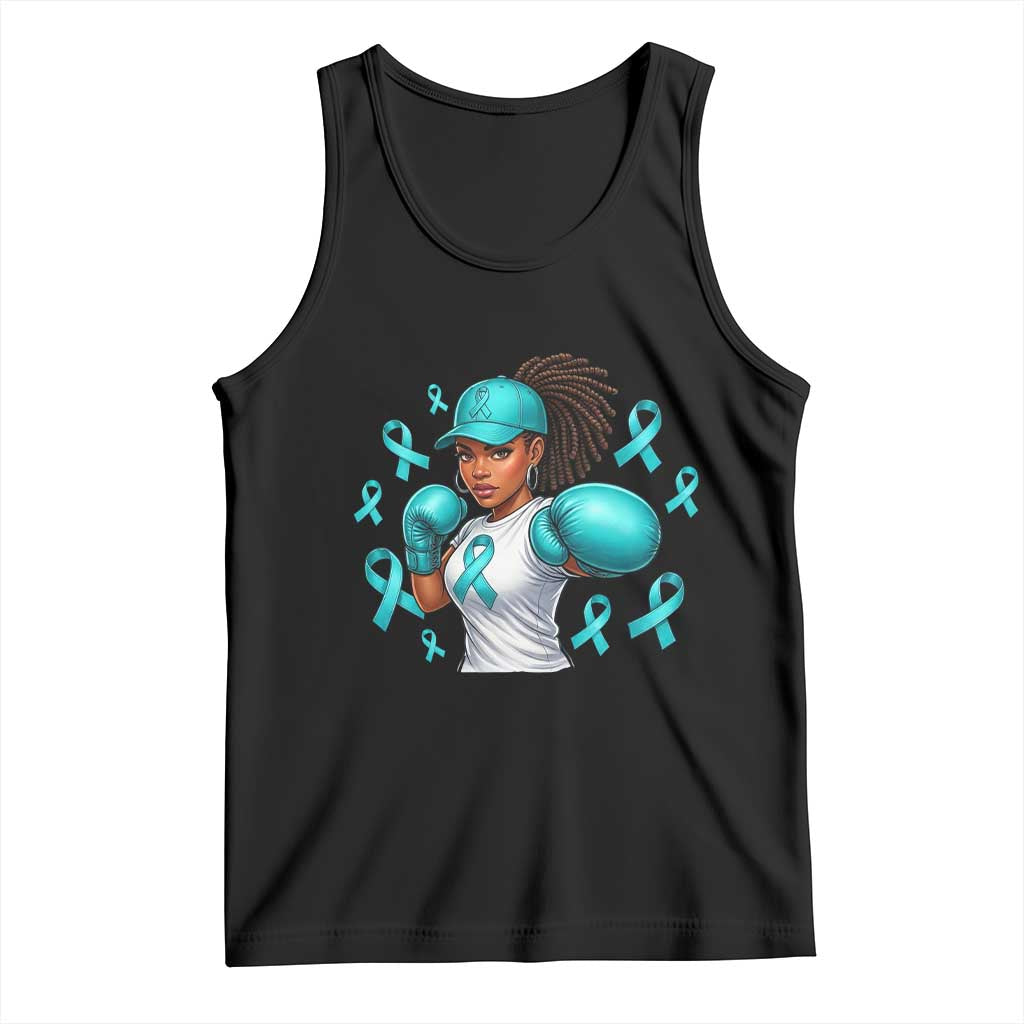 Black Women Fight Sexual Assault Awareness Tank Top African American Teal Ribbon Support