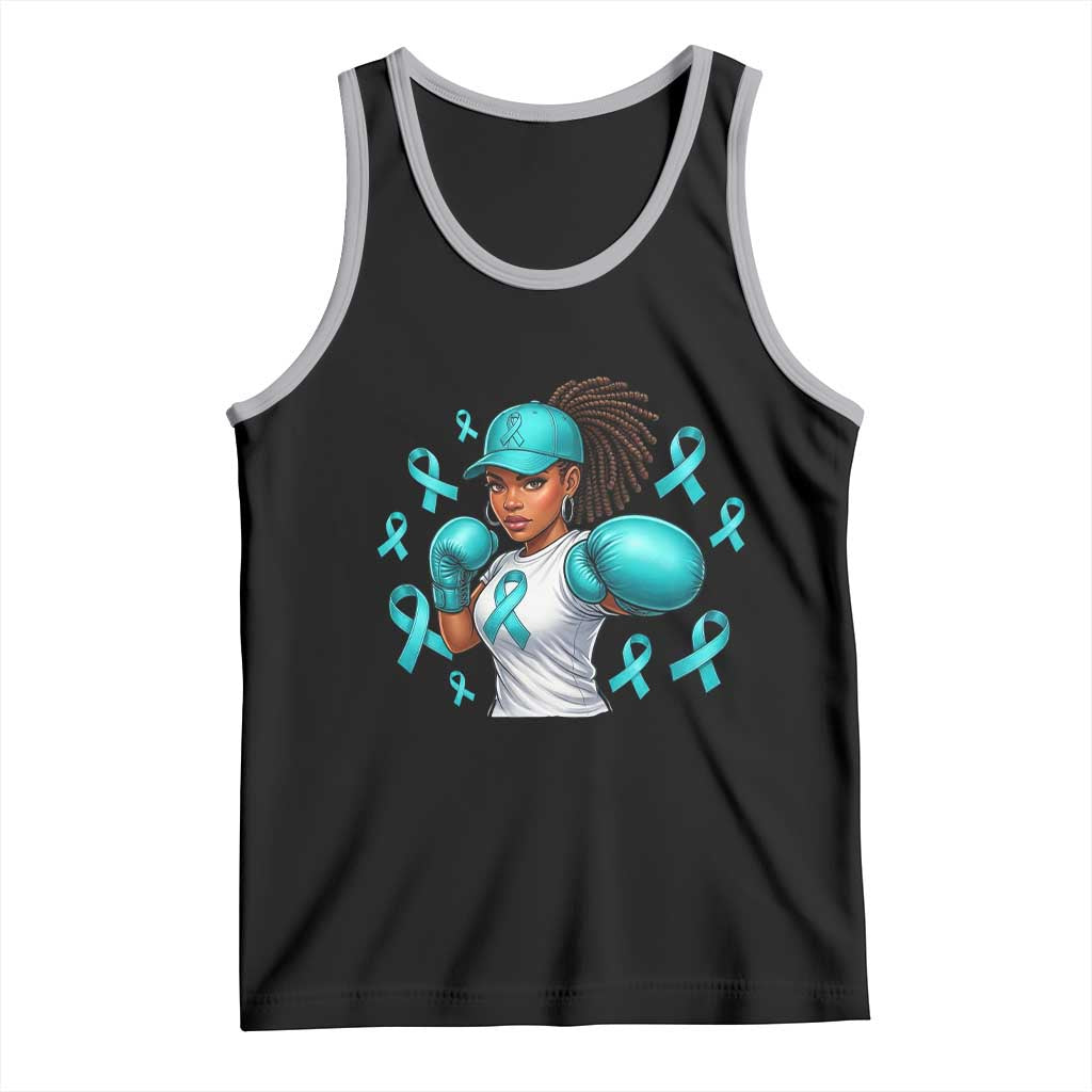 Black Women Fight Sexual Assault Awareness Tank Top African American Teal Ribbon Support