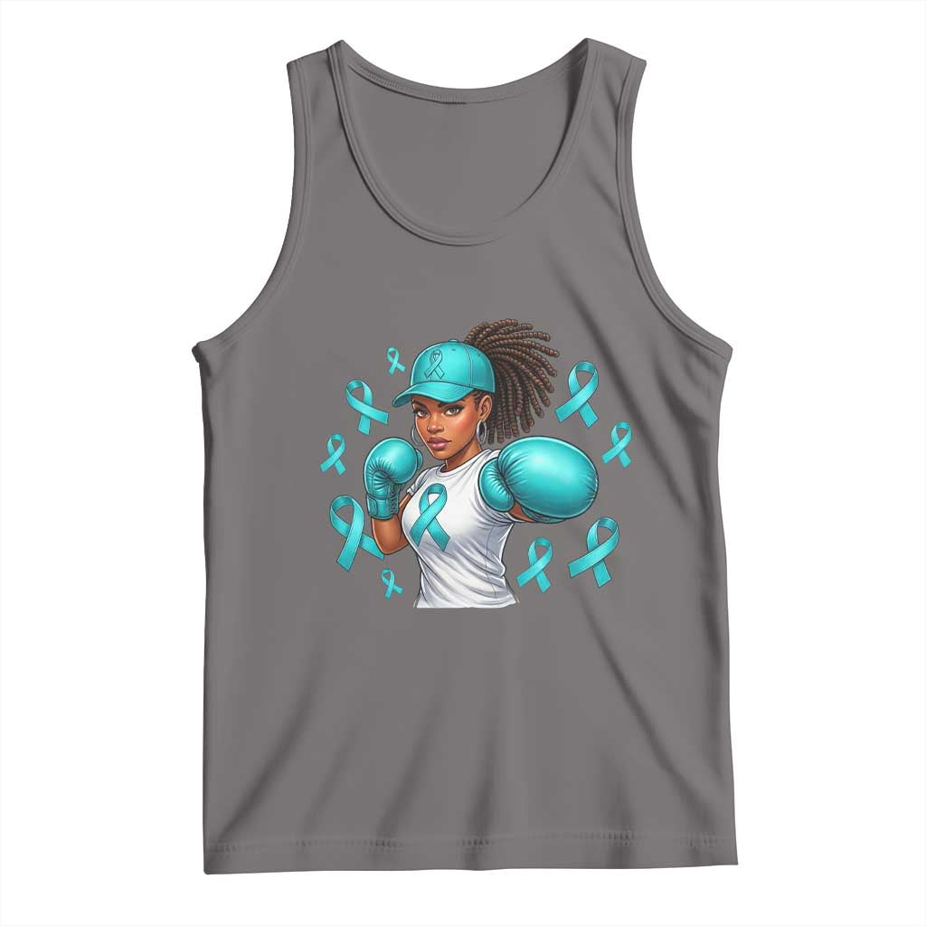 Black Women Fight Sexual Assault Awareness Tank Top African American Teal Ribbon Support