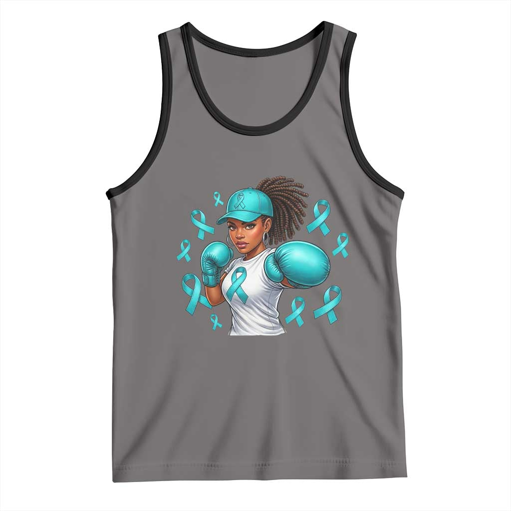 Black Women Fight Sexual Assault Awareness Tank Top African American Teal Ribbon Support