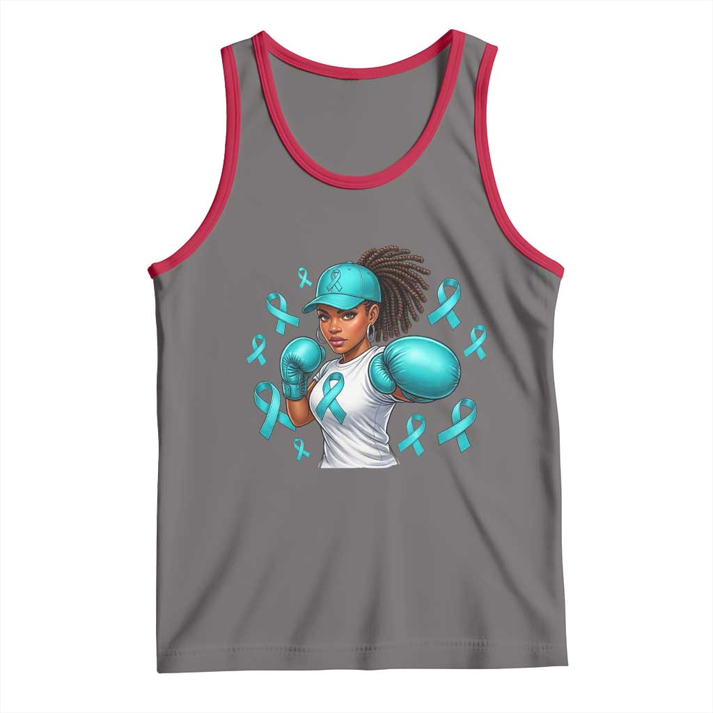 Black Women Fight Sexual Assault Awareness Tank Top African American Teal Ribbon Support