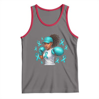 Black Women Fight Sexual Assault Awareness Tank Top African American Teal Ribbon Support