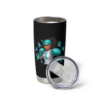 Black Women Fight Sexual Assault Awareness Tumbler Cup African American Teal Ribbon Support
