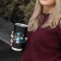 Black Women Fight Sexual Assault Awareness Tumbler Cup African American Teal Ribbon Support