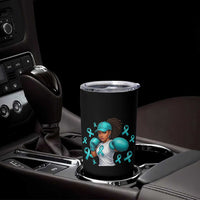 Black Women Fight Sexual Assault Awareness Tumbler Cup African American Teal Ribbon Support