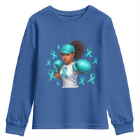 Black Women Fight Sexual Assault Awareness Youth Sweatshirt African American Teal Ribbon Support