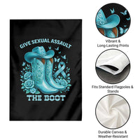 Give Sexual Assault The Boot Garden Flag Cowgirl Awareness Month Teal Ribbon Support