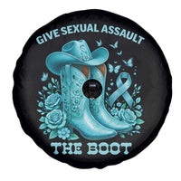 Give Sexual Assault The Boot Spare Tire Cover Cowgirl Awareness Month Teal Ribbon Support