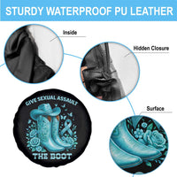 Give Sexual Assault The Boot Spare Tire Cover Cowgirl Awareness Month Teal Ribbon Support