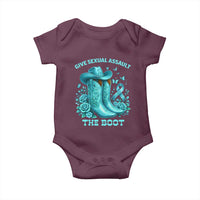 Give Sexual Assault The Boot Baby Onesie Cowgirl Awareness Month Teal Ribbon Support