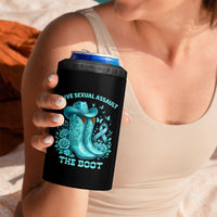 Give Sexual Assault The Boot 4 in 1 Can Cooler Tumbler Cowgirl Awareness Month Teal Ribbon Support