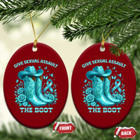 Give Sexual Assault The Boot Ceramic Ornament Cowgirl Awareness Month Teal Ribbon Support