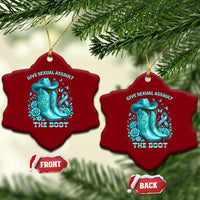 Give Sexual Assault The Boot Ceramic Ornament Cowgirl Awareness Month Teal Ribbon Support