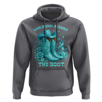 Give Sexual Assault The Boot Hoodie Cowgirl Awareness Month Teal Ribbon Support