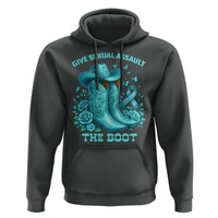 Give Sexual Assault The Boot Hoodie Cowgirl Awareness Month Teal Ribbon Support