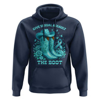 Give Sexual Assault The Boot Hoodie Cowgirl Awareness Month Teal Ribbon Support