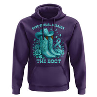 Give Sexual Assault The Boot Hoodie Cowgirl Awareness Month Teal Ribbon Support