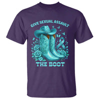 Give Sexual Assault The Boot T Shirt Cowgirl Awareness Month Teal Ribbon Support