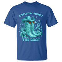 Give Sexual Assault The Boot T Shirt Cowgirl Awareness Month Teal Ribbon Support