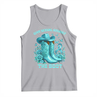 Give Sexual Assault The Boot Tank Top Cowgirl Awareness Month Teal Ribbon Support