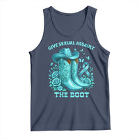 Give Sexual Assault The Boot Tank Top Cowgirl Awareness Month Teal Ribbon Support