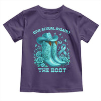 Give Sexual Assault The Boot Toddler T Shirt Cowgirl Awareness Month Teal Ribbon Support